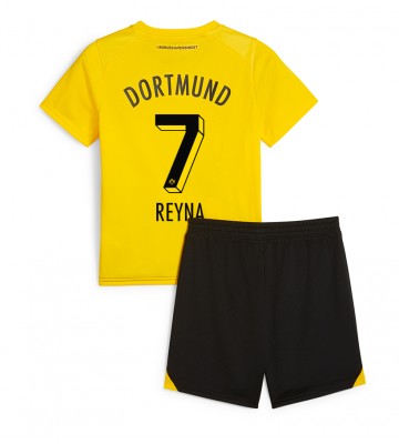 Lacne Dětský Futbalové dres Borussia Dortmund Giovanni Reyna #7 2023-24 Krátky Rukáv - Domáci (+ trenírky)